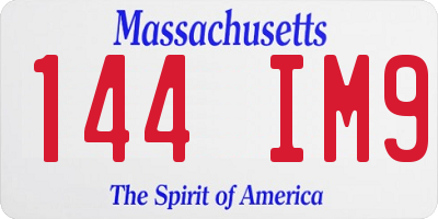 MA license plate 144IM9