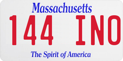 MA license plate 144IN0