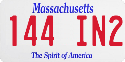 MA license plate 144IN2