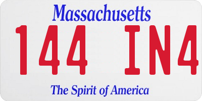 MA license plate 144IN4