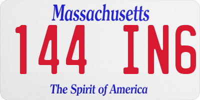 MA license plate 144IN6