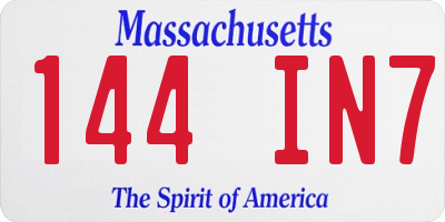 MA license plate 144IN7