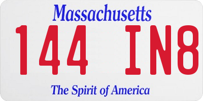 MA license plate 144IN8