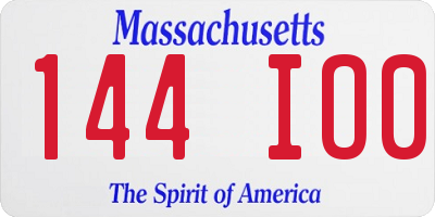 MA license plate 144IO0