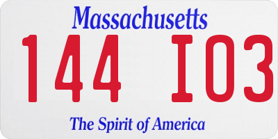 MA license plate 144IO3