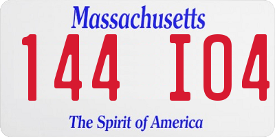 MA license plate 144IO4