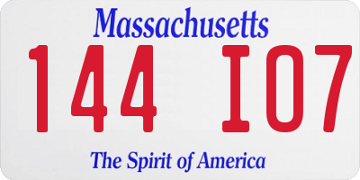 MA license plate 144IO7