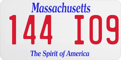 MA license plate 144IO9