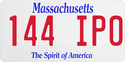 MA license plate 144IP0
