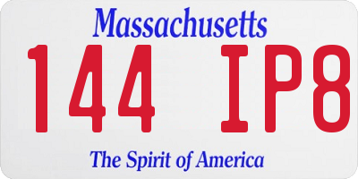 MA license plate 144IP8