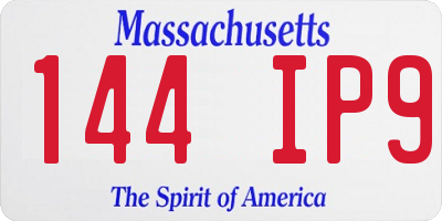 MA license plate 144IP9
