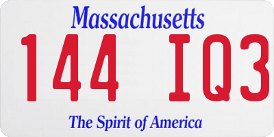 MA license plate 144IQ3