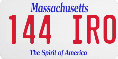 MA license plate 144IR0