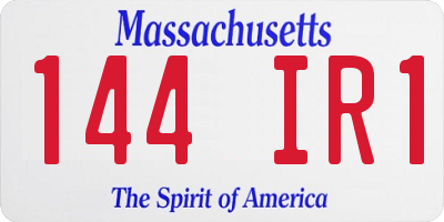 MA license plate 144IR1