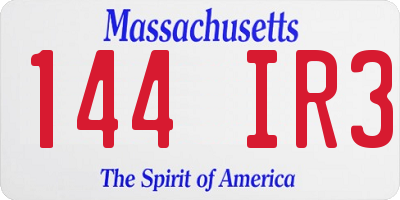 MA license plate 144IR3