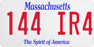 MA license plate 144IR4