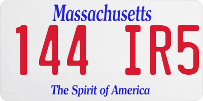 MA license plate 144IR5
