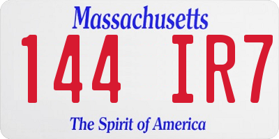 MA license plate 144IR7