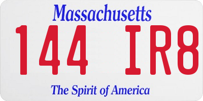MA license plate 144IR8