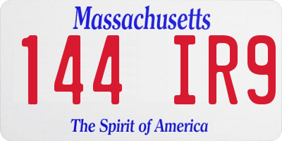 MA license plate 144IR9