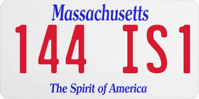 MA license plate 144IS1