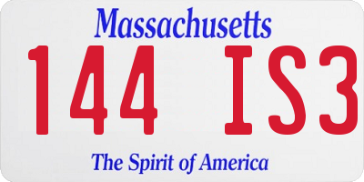 MA license plate 144IS3