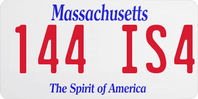 MA license plate 144IS4