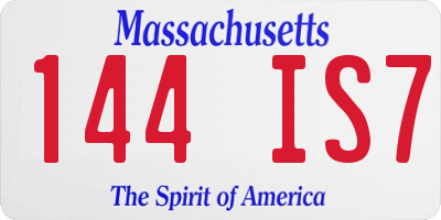 MA license plate 144IS7