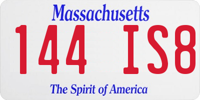 MA license plate 144IS8