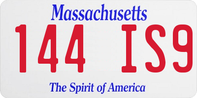 MA license plate 144IS9