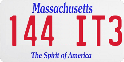 MA license plate 144IT3