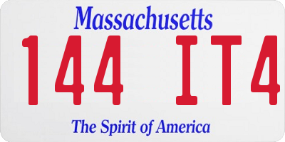 MA license plate 144IT4