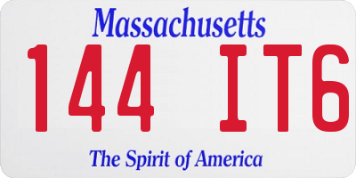 MA license plate 144IT6