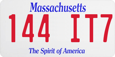 MA license plate 144IT7