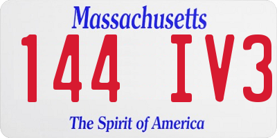 MA license plate 144IV3