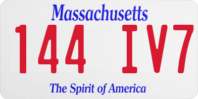 MA license plate 144IV7