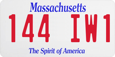 MA license plate 144IW1