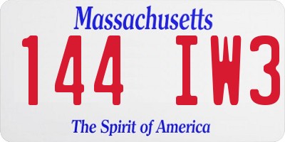 MA license plate 144IW3