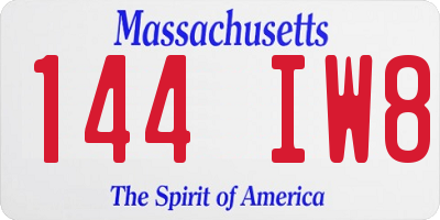 MA license plate 144IW8
