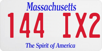 MA license plate 144IX2