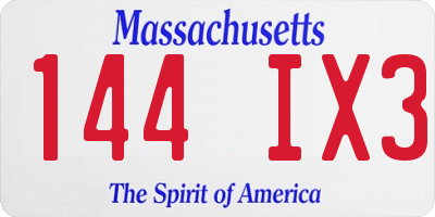 MA license plate 144IX3