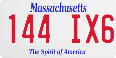 MA license plate 144IX6