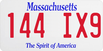 MA license plate 144IX9