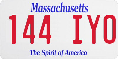 MA license plate 144IY0
