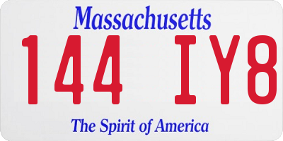 MA license plate 144IY8