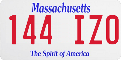 MA license plate 144IZ0