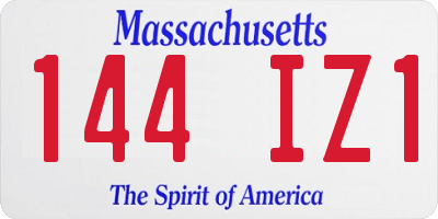 MA license plate 144IZ1