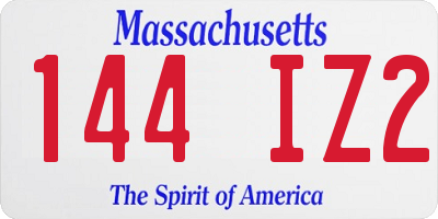 MA license plate 144IZ2