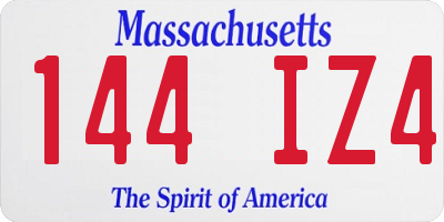 MA license plate 144IZ4