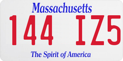 MA license plate 144IZ5